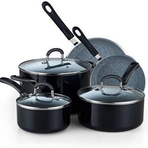 Cook N Home 8-Piece Nonstick Heavy Gauge Cookware Set, Marble